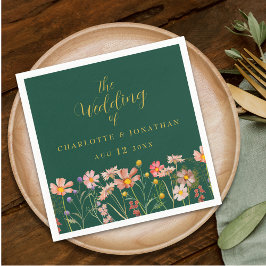 Servilleta De Papel Floral Silvestre Boho Verde Dorado Boda