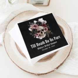 Servilleta De Papel Floral Skull Gótico Negro Halloween Bridal Shower