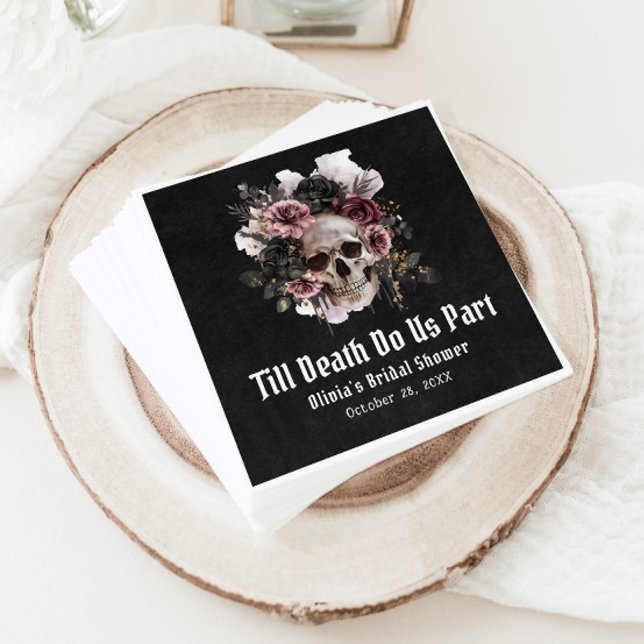 Servilleta De Papel Floral Skull Gótico Negro Halloween Bridal Shower (Subido por el creador)