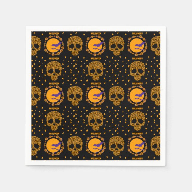 Servilleta De Papel Floral Skull Guay Creepy Spooky Halloween (Anverso)