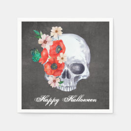Servilleta De Papel Floral Skull Halloween
