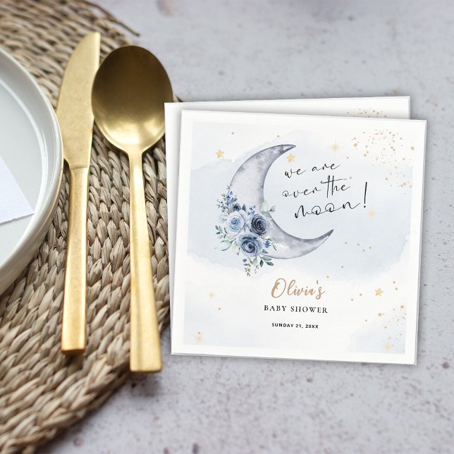 Servilleta De Papel Floral sobre el Baby Shower de la Luna (Subido por el creador)