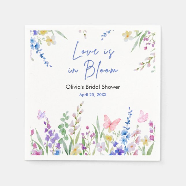 Servilleta De Papel Floral Spring Love is in Bloom Bridal Shower  (Anverso)