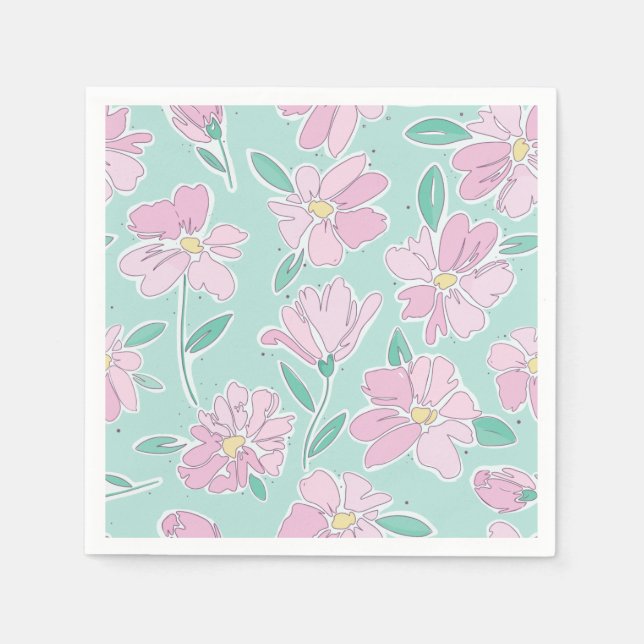 Servilleta De Papel Floral suave pastel (Anverso)