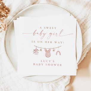 Servilleta De Papel Floral Sweet Baby Girl Clothesline Baby Shower