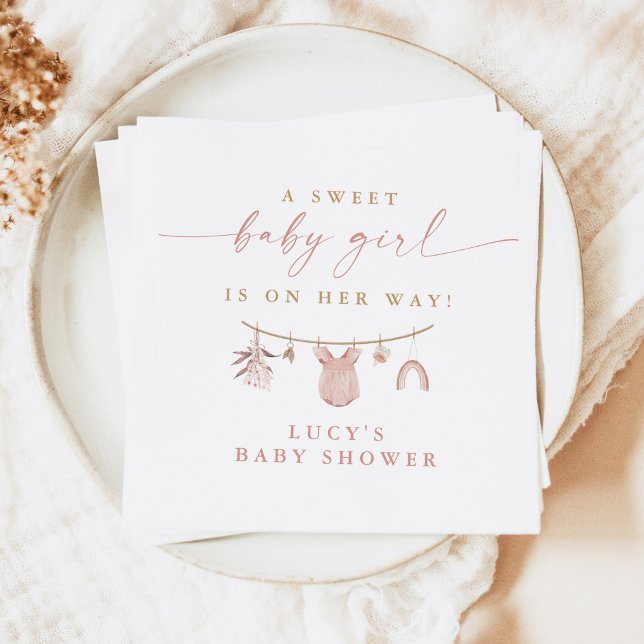 Servilleta De Papel Floral Sweet Baby Girl Clothesline Baby Shower (Subido por el creador)