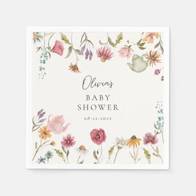 Servilleta De Papel Floral Tea Baby Shower Napkins (Anverso)