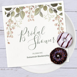 Servilleta De Papel Floral Top Border Bridal Shower Green Template