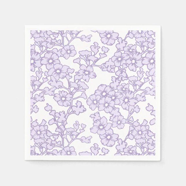 Servilleta De Papel Floral Trellis Purple - White (Anverso)