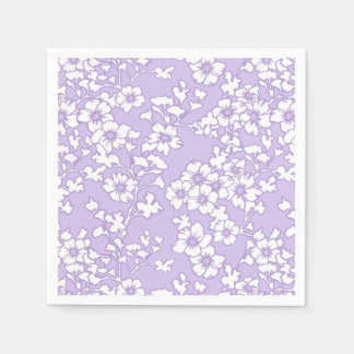 Servilleta De Papel Floral Trellis White - Purple 