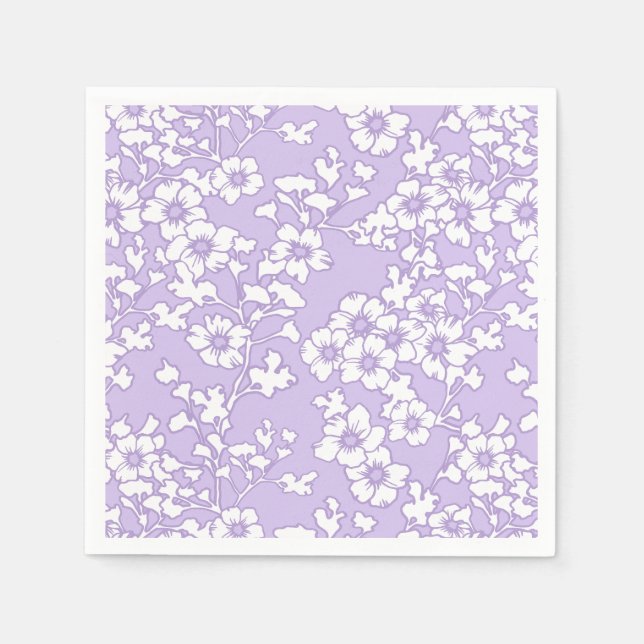 Servilleta De Papel Floral Trellis White - Purple  (Anverso)