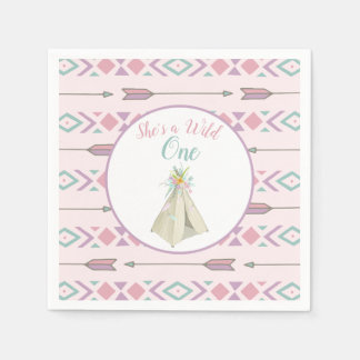Servilleta De Papel Floral Tribal Teepee Wild One First Birthday