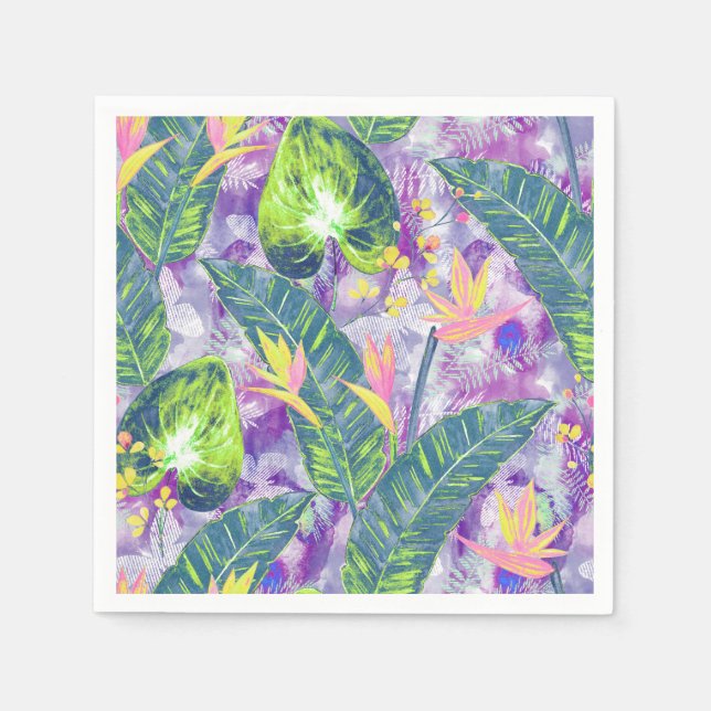 Servilleta De Papel Floral tropical, botánica (Anverso)