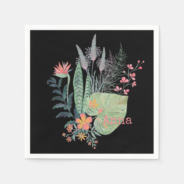 Servilleta De Papel floral tropical botánica personalizada (Anverso)