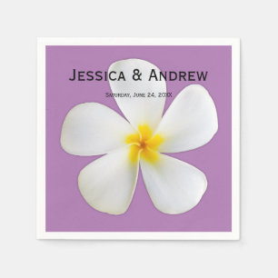 Servilleta De Papel Floral tropical, Plumeria blanca, Lavanda, Boda