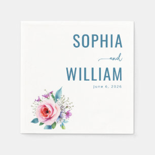 Servilleta De Papel Floral Turquesa Elegante