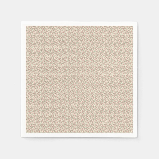 Servilleta De Papel Floral Utilitario Nostálgico Rosa Polvoriento y Sa (Anverso)