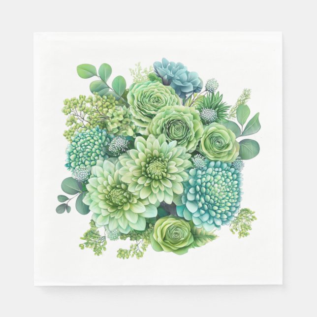 Servilleta De Papel Floral verde (Anverso)