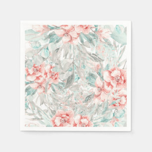 Servilleta De Papel Floral Verde Elegante de Primavera Verano Suave Bo