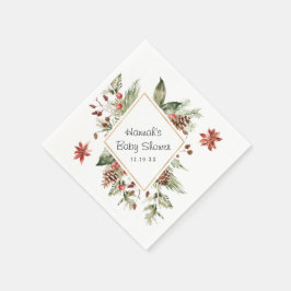 Servilleta De Papel Floral Verde Invernal | Servilletas para Baby Show