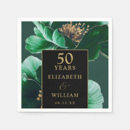 Servilleta De Papel Floral verde negro y Moda de oro 50 años