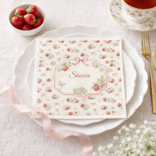 Servilleta De Papel Floral vintage de fresa sin costuras cottagecore
