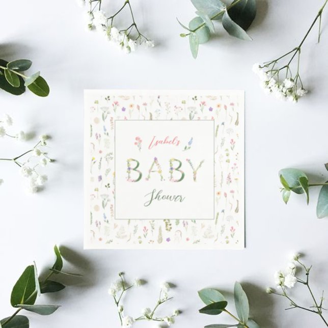 Servilleta De Papel Floral Watercolor Alphabet Baby Shower (Subido por el creador)