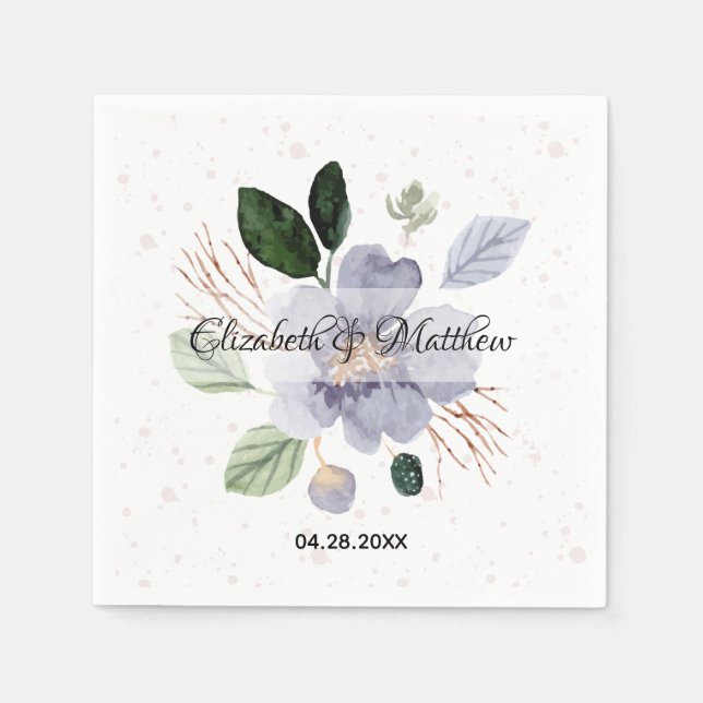 Servilleta De Papel Floral Watercolor Bridal Shower (Anverso)