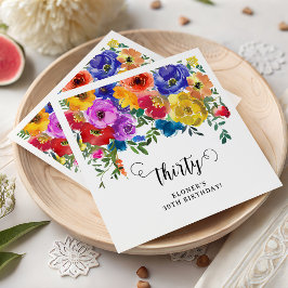 Servilleta De Papel Florales Brillantes y Audaces Cumpleaños 30