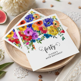 Servilleta De Papel Florales Brillantes y Audaces Cumpleaños 40