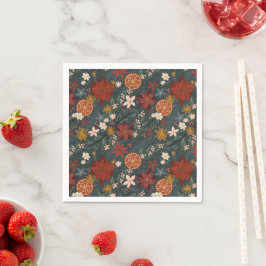 Servilleta De Papel Florales de invierno ventilado a mano verde oscuro