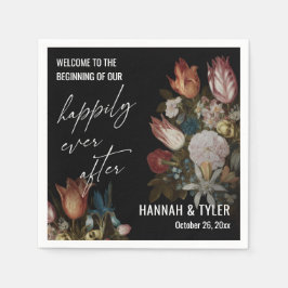 Servilleta De Papel Florales Oscuros Felices Desde Que Empezaron