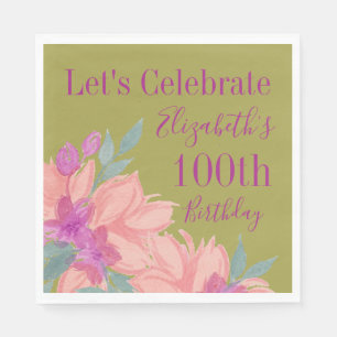 Servilleta De Papel Florales rosados Personalizados Napkins con 100 cu