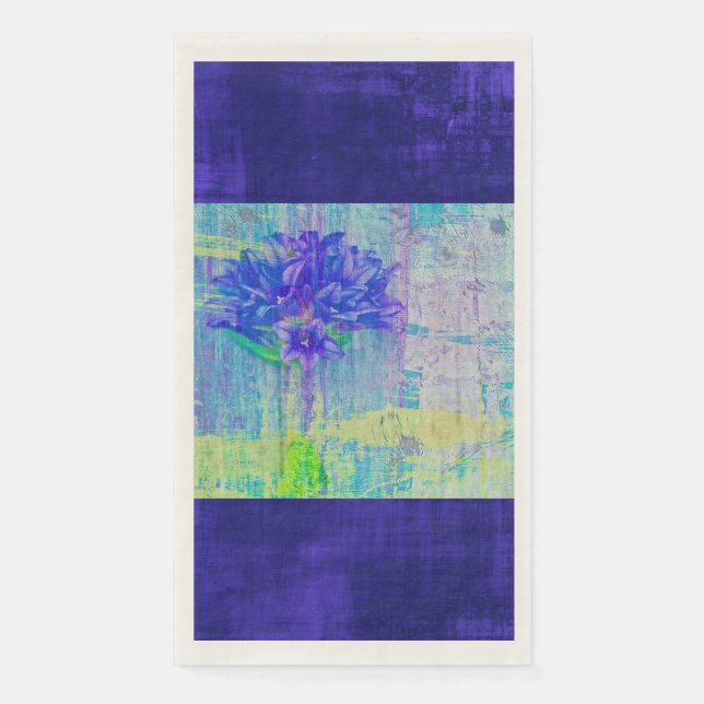 Servilleta De Papel Florecer en azul violeta enmarcado (Anverso)