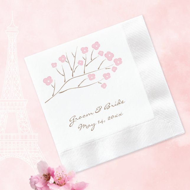 Servilleta De Papel Florecimiento de cerezo en Boda rosa (Subido por el creador)