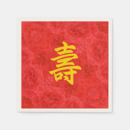 Servilleta De Papel Florecimiento de rosa rojo rico en longevidad chin