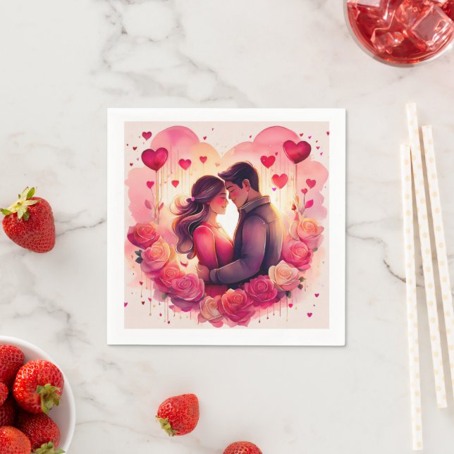 Servilleta De Papel Florecimiento del amor romántico (In situ)