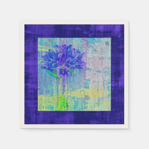 Servilleta De Papel Florecimiento en violeta azul enmarcado