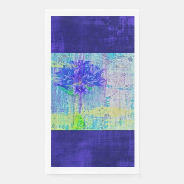 Servilleta De Papel Florecimiento en violeta azul enmarcado (Anverso)