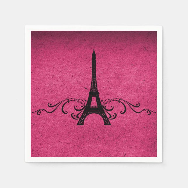 Servilleta De Papel Florecimiento francés de cosecha rosa (Anverso)