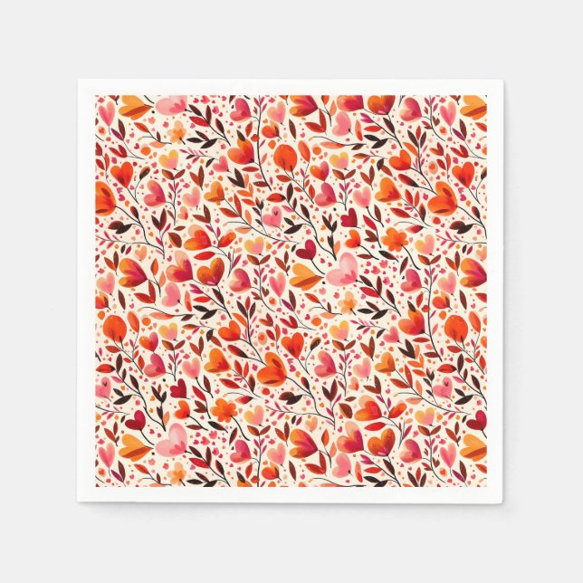 Servilleta De Papel Florecimiento Romántico: Día de San Valentín (Anverso)