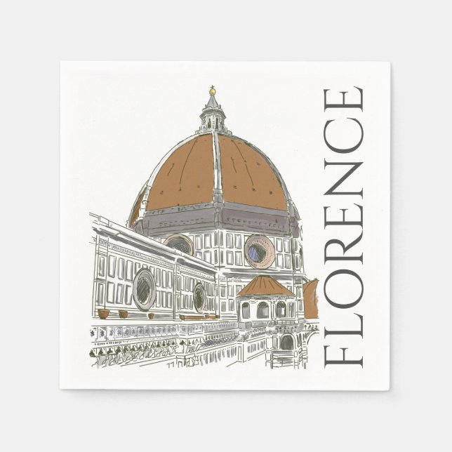 Servilleta De Papel Florence Italy Duomo Pen y Ilustracion de tinta (Anverso)