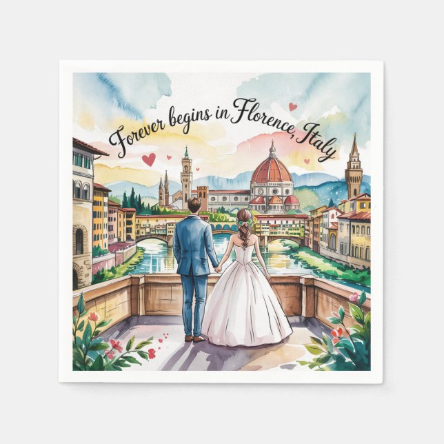 Servilleta De Papel Florence Italy watercolor Boda (Anverso)