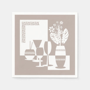 Servilleta De Papel florero de pintura con flores y luz de copas de vi