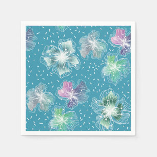 Servilleta De Papel Flores abstractas en hermosos tonos azul claro