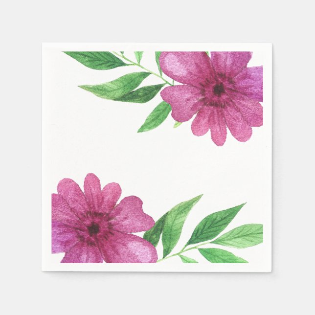 Servilleta De Papel Flores Acuarela Rosa Flores Florales Ducha de Novi (Anverso)