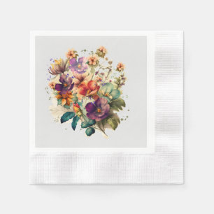 Servilleta De Papel Flores acuarelas vintage