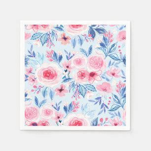 Servilleta De Papel Flores acuarelas y hojas 2