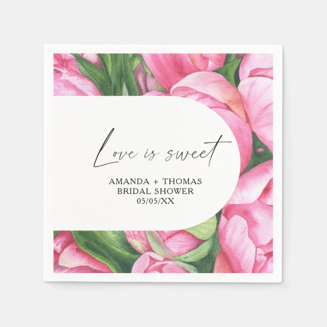 Servilleta De Papel Flores acuáticas - Ducha de novia (Anverso)