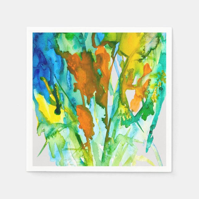 Servilleta De Papel Flores acuáticas florales abstractas (Anverso)